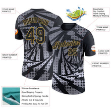 Laden Sie das Bild in den Galerie-Viewer, Uksn Individuelles Schwarz Grau-Altgold Blitz Farbverlauf Punkt Funktions-T-Shirt
