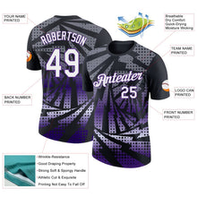 Laden Sie das Bild in den Galerie-Viewer, Uksn Individuelles Schwarz Weiß-Violett Blitz Farbverlauf Punkt Funktions-T-Shirt
