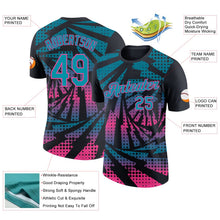 Laden Sie das Bild in den Galerie-Viewer, Uksn Individuelles Schwarz Petrol-Pink Blitz Farbverlauf Punkt Funktions-T-Shirt
