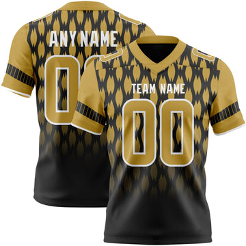 Uksn Individuelles Schwarz Altgold-Weiß Authentisches Football Trikot Mit Geometrischem Pixelraster-Verlauf