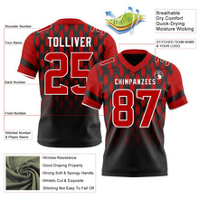 Laden Sie das Bild in den Galerie-Viewer, Uksn Individuelles Schwarz Rot-Weiß Authentisches Football Trikot Mit Geometrischem Pixelraster-Verlauf
