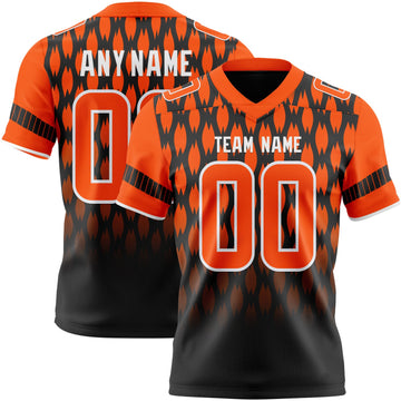 Uksn Individuelles Schwarz Orange-Weiß Authentisches Football Trikot Mit Geometrischem Pixelraster-Verlauf