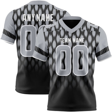 Uksn Individuelles Schwarz Grau-Weiß Authentisches Football Trikot Mit Geometrischem Pixelraster-Verlauf