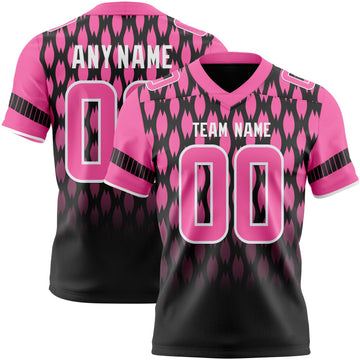 Uksn Individuelles Schwarz Pink-Weiß Authentisches Football Trikot Mit Geometrischem Pixelraster-Verlauf