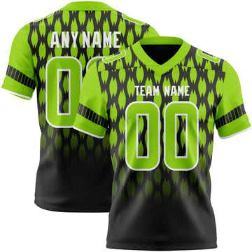 Uksn Individuelles Schwarz Neongrün-Weiß Authentisches Football Trikot Mit Geometrischem Pixelraster-Verlauf