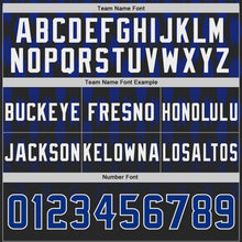 Laden Sie das Bild in den Galerie-Viewer, Uksn Individuelles Schwarz Royalblau-Weiß Authentisches Football Trikot Mit Geometrischem Pixelraster-Verlauf
