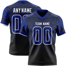 Laden Sie das Bild in den Galerie-Viewer, Uksn Individuelles Schwarz Royalblau-Weiß Authentisches Football Trikot Mit Geometrischem Pixelraster-Verlauf
