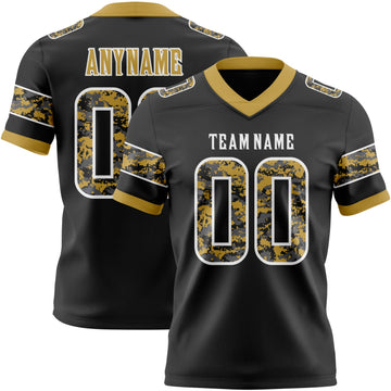 Uksn Individuelles Schwarz Camouflage Weiß-Altgold Authentisches Football Trikot Mit Digital-Camouflage-Panel