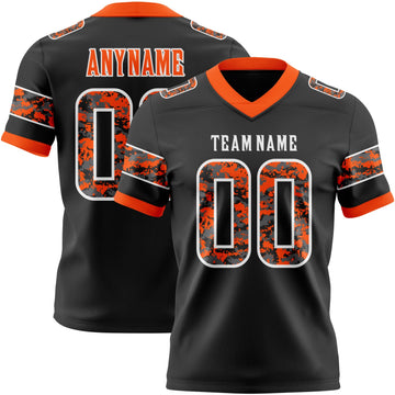 Uksn Individuelles Schwarz Camouflage Weiß-Orange Authentisches Football Trikot Mit Digital-Camouflage-Panel