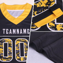 Laden Sie das Bild in den Galerie-Viewer, Uksn Individuelles Schwarz Camouflage Petrol-Grau Authentisches Football Trikot Mit Digital-Camouflage-Panel
