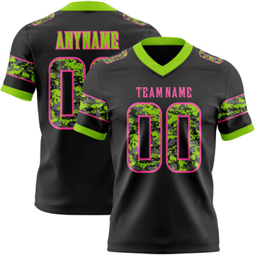 Uksn Individuelles Schwarz Camouflage Pink-Neongrün Authentisches Football Trikot Mit Digital-Camouflage-Panel