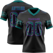 Laden Sie das Bild in den Galerie-Viewer, Uksn Individuelles Schwarz Camouflage Violett-Petrol Authentisches Football Trikot Mit Digital-Camouflage-Panel
