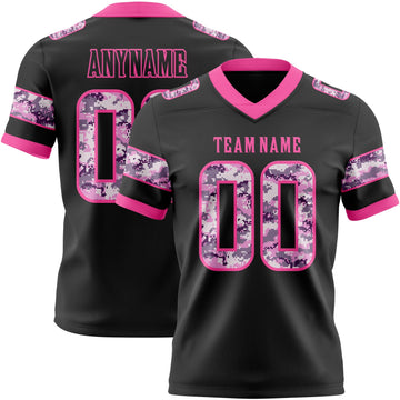 Uksn Individuelles Schwarz Camouflage-Pink Authentisches Football Trikot Mit Digital-Camouflage-Panel