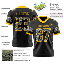 Laden Sie das Bild in den Galerie-Viewer, Uksn Individuelles Schwarz Camouflage-Gelb Authentisches Football Trikot Mit Digital-Camouflage-Panel
