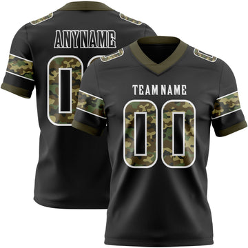 Uksn Individuelles Schwarz Camouflage Weiß-Oliv Authentisches Football Trikot Mit Digital-Camouflage-Panel