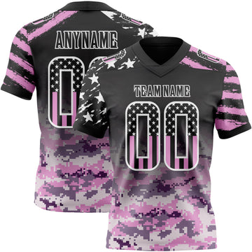 Uksn Individuelles Schwarz USA-Flagge Camouflage-Weiß Authentisches Football Trikot Mit Verlaufs-Digital-Camouflage, Stars & Stripes, Raglanärmeln