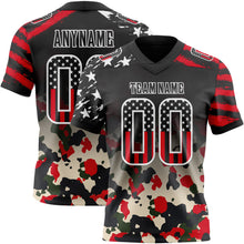 Laden Sie das Bild in den Galerie-Viewer, Uksn Individuelles Schwarz USA-Flagge Camouflage-Weiß Authentisches Football Trikot Mit Verlaufs-Digital-Camouflage, Stars &amp; Stripes, Raglanärmeln
