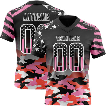 Uksn Individuelles Schwarz USA-Flagge Camouflage-Weiß Authentisches Football Trikot Mit Verlaufs-Digital-Camouflage, Stars & Stripes, Raglanärmeln
