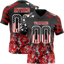 Laden Sie das Bild in den Galerie-Viewer, Uksn Individuelles Schwarz USA-Flagge Camouflage Weiß-Rot Authentisches Football Trikot Mit Verlaufs-Digital-Camouflage, Stars &amp; Stripes, Raglanärmeln
