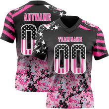 Laden Sie das Bild in den Galerie-Viewer, Uksn Individuelles Schwarz USA-Flagge Camouflage Weiß-Pink Authentisches Football Trikot Mit Verlaufs-Digital-Camouflage, Stars &amp; Stripes, Raglanärmeln

