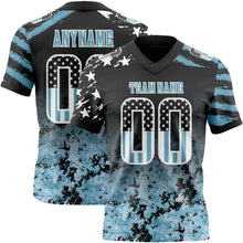 Laden Sie das Bild in den Galerie-Viewer, Uksn Individuelles Schwarz USA-Flagge Camouflage Weiß-Schattenblau Authentisches Football Trikot Mit Verlaufs-Digital-Camouflage, Stars &amp; Stripes, Raglanärmeln
