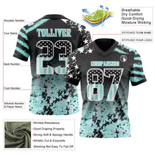 Laden Sie das Bild in den Galerie-Viewer, Uksn Individuelles Schwarz USA-Flagge Camouflage Weiß-Eisblau Authentisches Football Trikot Mit Verlaufs-Digital-Camouflage, Stars &amp; Stripes, Raglanärmeln

