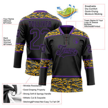 Laden Sie das Bild in den Galerie-Viewer, Uksn Individuelles Schwarz Camouflage-Violett Digitale Camouflage-Akzente Eishockey-Trikot mit Schnürkragen
