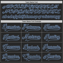 Laden Sie das Bild in den Galerie-Viewer, Uksn Individuelles Schwarz Camouflage-Hellblau Digitale Camouflage-Akzente Eishockey-Trikot mit Schnürkragen
