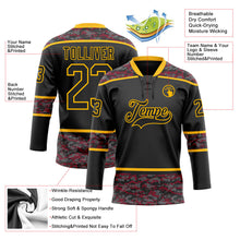 Laden Sie das Bild in den Galerie-Viewer, Uksn Individuelles Schwarz Camouflage-Gold Digitale Camouflage-Akzente Eishockey-Trikot mit Schnürkragen
