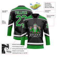 Laden Sie das Bild in den Galerie-Viewer, Uksn Individuelles Schwarz Grasgrün-Weiß Weihnachtsmann 3D Eishockey-Trikot mit Schnürkragen
