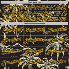 Laden Sie das Bild in den Galerie-Viewer, Uksn Individuelles Bestickt Schwarz-Gold Hawaii Palmen Insel Und Segelboot Pullover Sweatshirt Hoodie
