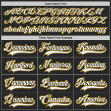 Laden Sie das Bild in den Galerie-Viewer, Uksn Individuelles Schwarz Weiß-Gold Sterne Farbkleckse Pinselstriche Eishockey-Trikot mit Schnürkragen
