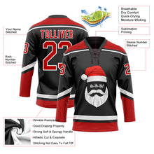 Laden Sie das Bild in den Galerie-Viewer, Uksn Individuelles Schwarz Rot-Weiß Weihnachtsmann 3D Eishockey-Trikot mit Schnürkragen
