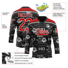 Laden Sie das Bild in den Galerie-Viewer, Uksn Individuelles Schwarz Rot-Weiß Weihnachtsmann 3D Eishockey-Trikot mit Schnürkragen
