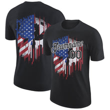 Laden Sie das Bild in den Galerie-Viewer, Uksn Individuelles Schwarz Weiß 3D Amerikanische Flagge Patriotisch Funktions-T-Shirt
