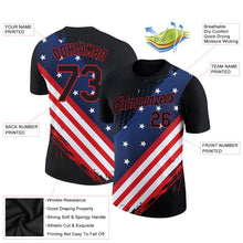 Laden Sie das Bild in den Galerie-Viewer, Uksn Individuelles Schwarz Rot-Royalblau 3D Amerikanische Flagge Patriotisch Funktions-T-Shirt
