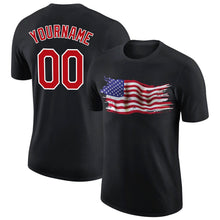 Laden Sie das Bild in den Galerie-Viewer, Uksn Individuelles Schwarz Rot-Weiß 3D Amerikanische Flagge Patriotisch Funktions-T-Shirt
