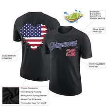 Laden Sie das Bild in den Galerie-Viewer, Uksn Individuelles Schwarz Rot-Dunkelviolett 3D Amerikanische Flagge Patriotisch Funktions-T-Shirt
