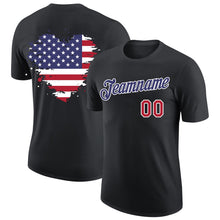 Laden Sie das Bild in den Galerie-Viewer, Uksn Individuelles Schwarz Rot-Dunkelviolett 3D Amerikanische Flagge Patriotisch Funktions-T-Shirt
