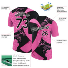 Laden Sie das Bild in den Galerie-Viewer, Uksn Individuelles Schwarz Pink-Weiß 3D Pink Schleife Brustkrebs Funktions-T-Shirt
