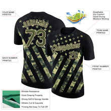 Laden Sie das Bild in den Galerie-Viewer, Uksn Individuelles Schwarz Oliv-City-Creme 3D Amerikanische Flagge Funktions-T-Shirt
