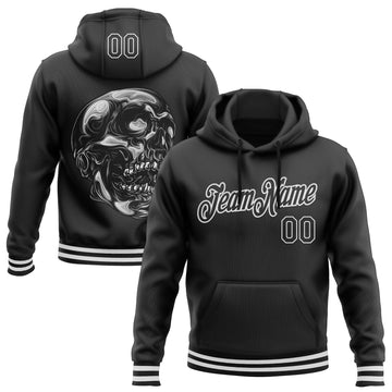Uksn Individuelles Bestickt Schwarz Weiß 3D Halloween Sport Pullover Sweatshirt Hoodie
