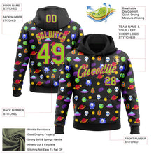 Laden Sie das Bild in den Galerie-Viewer, Uksn Individuelles Bestickt Schwarz Neongrün-Hot Pink 3D Halloween Sport Pullover Sweatshirt Hoodie
