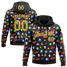 Laden Sie das Bild in den Galerie-Viewer, Uksn Individuelles Bestickt Schwarz Neongrün-Hot Pink 3D Halloween Sport Pullover Sweatshirt Hoodie
