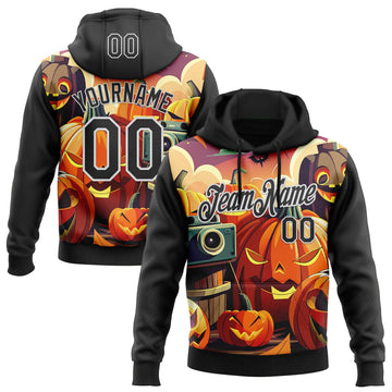 Uksn Individuelles Bestickt Schwarz Weiß 3D Halloween Sport Pullover Sweatshirt Hoodie