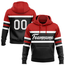 Laden Sie das Bild in den Galerie-Viewer, Uksn Individuelles Bestickt Schwarz Weiß-Rot Linie Sport Pullover Sweatshirt Hoodie
