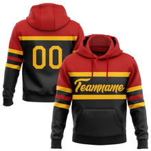 Laden Sie das Bild in den Galerie-Viewer, Uksn Individuelles Bestickt Schwarz Gold-Rot Linie Sport Pullover Sweatshirt Hoodie
