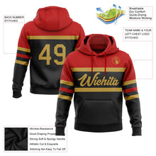 Laden Sie das Bild in den Galerie-Viewer, Uksn Individuelles Bestickt Schwarz Altgold-Rot Linie Sport Pullover Sweatshirt Hoodie
