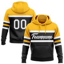 Laden Sie das Bild in den Galerie-Viewer, Uksn Individuelles Bestickt Schwarz Weiß-Gold Linie Sport Pullover Sweatshirt Hoodie
