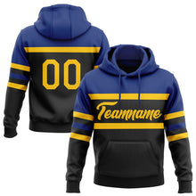 Laden Sie das Bild in den Galerie-Viewer, Uksn Individuelles Bestickt Schwarz Gelb-Royalblau Linie Sport Pullover Sweatshirt Hoodie
